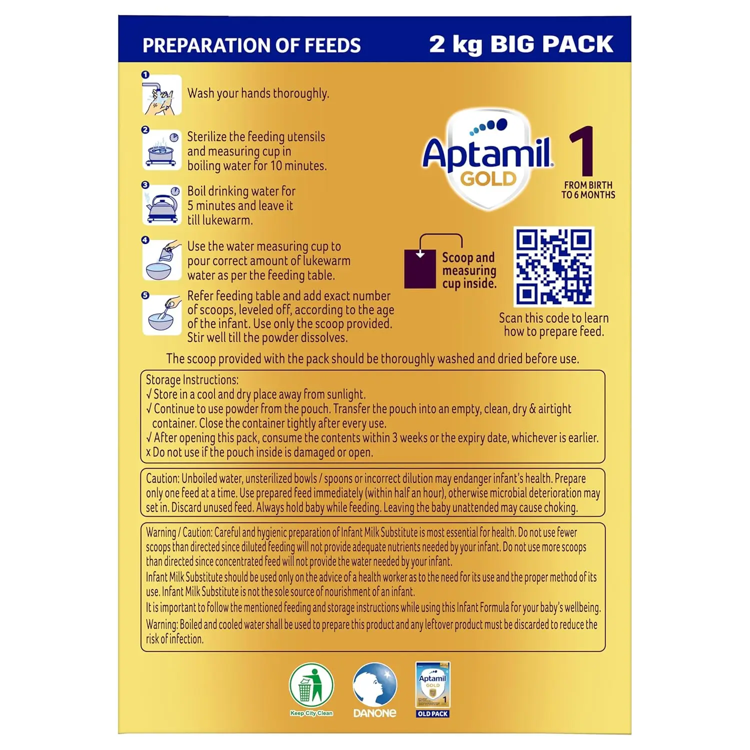 Aptamil Gold Infant Formula Milk Powder for Babies - Stage 1 (Upto 6 months) - with 5 HMOs, Prebiotics - DHA